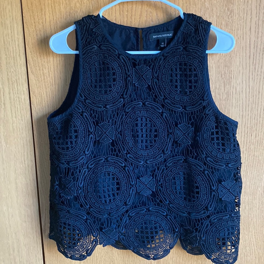 Banana Republic Black Lace Sleeveless Blouse